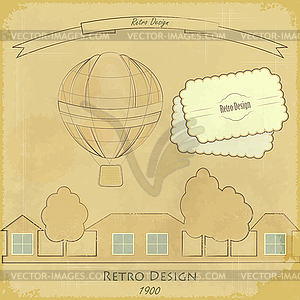 Vintage Air Balloon Retro card - vector clipart