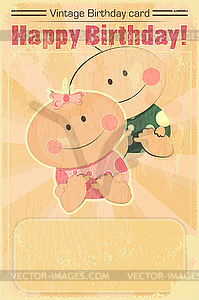 Retro Design Baby Birthday Card - vector clipart