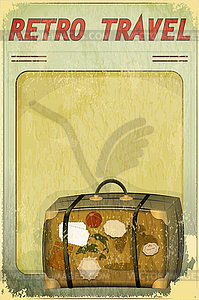 Retro Travel Postcard - Old Suitcase - vector EPS clipart