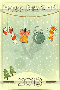 Christmas retro postcard - vector clipart