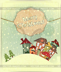 Small houses and snow - vector EPS clipart