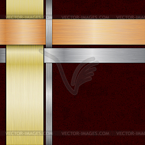 Template with metal ribbons - vector image