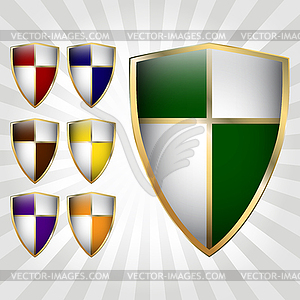 Set of seven shields - vector EPS clipart