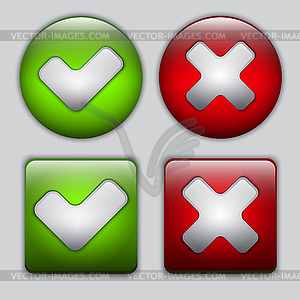 Set of Yes and No buttons - vector clipart