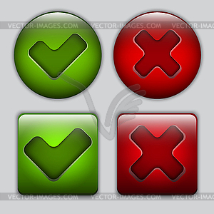 Set of Yes and No buttons - color vector clipart