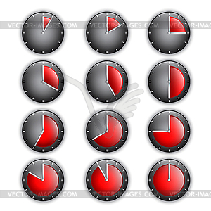 Set of clocks with different time - vector clipart