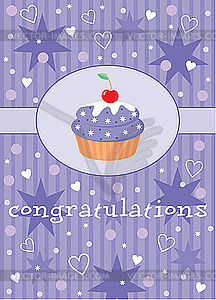 Card with cupcake - vector image