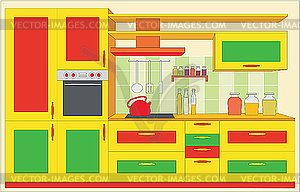 Kitchen furniture. Interior - vector image