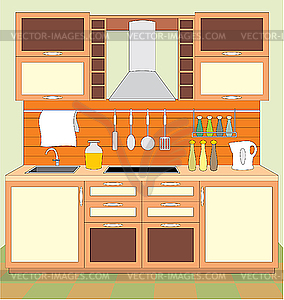 Kitchen furniture. Interior - vector image