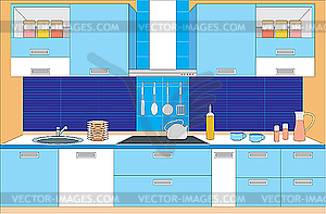 Kitchen furniture. Interior - vector clipart