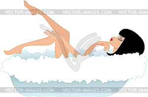 Woman in bath. White background - vector clip art