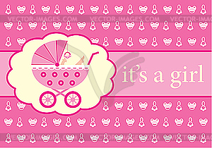 Baby girl arrival announcement card - vector clipart