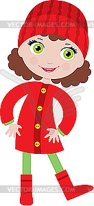 Little girl in coat - vector image