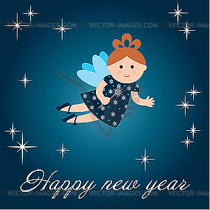 New year's card with fairy - vector clipart