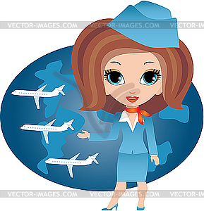 Stewardess cartoon - vector image