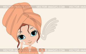 Woman and face cream - vector clip art