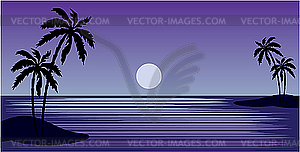 Tropical beach with palm trees - vector clip art