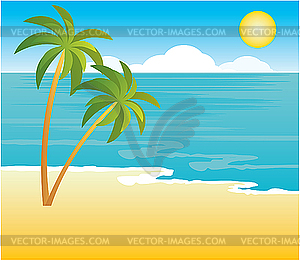 Beach with palm trees - vector image