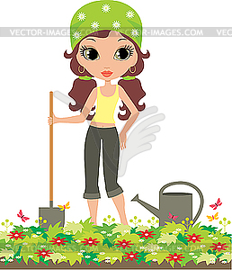 Girl the gardener - vector image