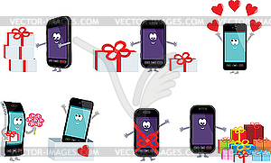 Smartphones in gift. - vector clipart
