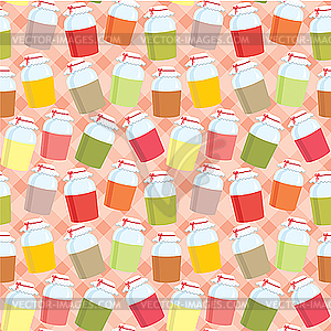 Seamless jars with jem pattern - vector clipart