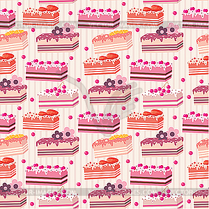 Seamless cake pattern - color vector clipart