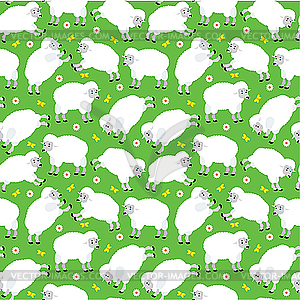 Seamless sheeps pattern - vector clipart