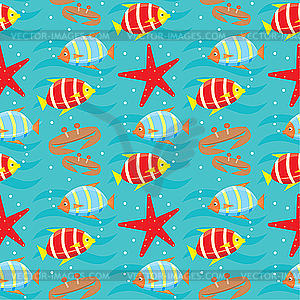 Seamless fishes pattern - vector clipart