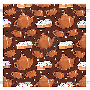 Seamless tea pattern - vector clip art