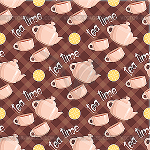 Seamless tea pattern - vector clipart