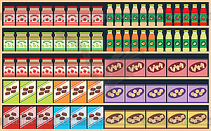 Shelves with food - vector clipart