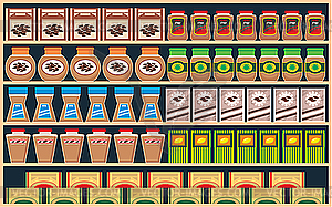 Shelves with food - vector clip art