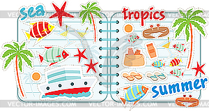 Scrapbook tropical elements - vector image