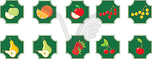 Fruits. Set of icons. - vector clipart