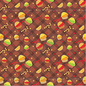 Seamless cupcake pattern - vector image