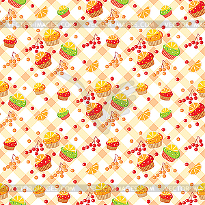 Seamless cupcake pattern - vector clipart
