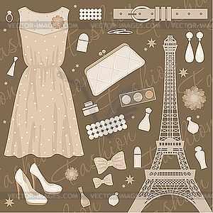 Paris fashion set - vector image