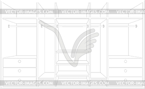 Drawing of wardrobe. Draft of furniture - vector clipart / vector image