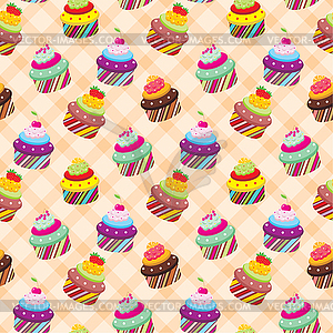 Seamless cupcake pattern - vector clip art