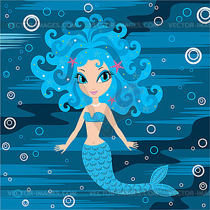 Mermaid cartoon - vector clipart