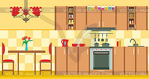 Kitchen furniture. Interior - vector image