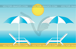 Beach chaise lounges - vector image