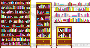 Set of bookcases and shelves - vector image