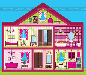 House for the girl in cut - vector clipart