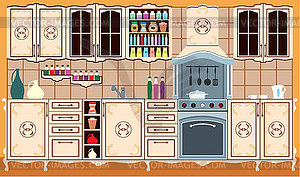 Kitchen furniture. Interior. - vector clipart