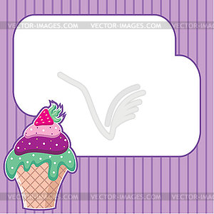 Cupcake with message cloud - vector clip art