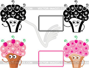 Cupcake with message. Icon - vector clip art