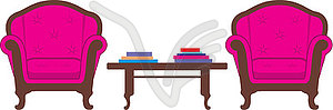 Two chairs and table - vector image