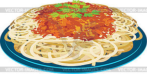 Spaghetti in plate - vector clip art