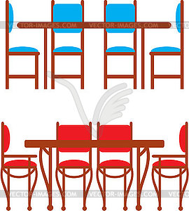 Set of dining tables and chairs - vector image